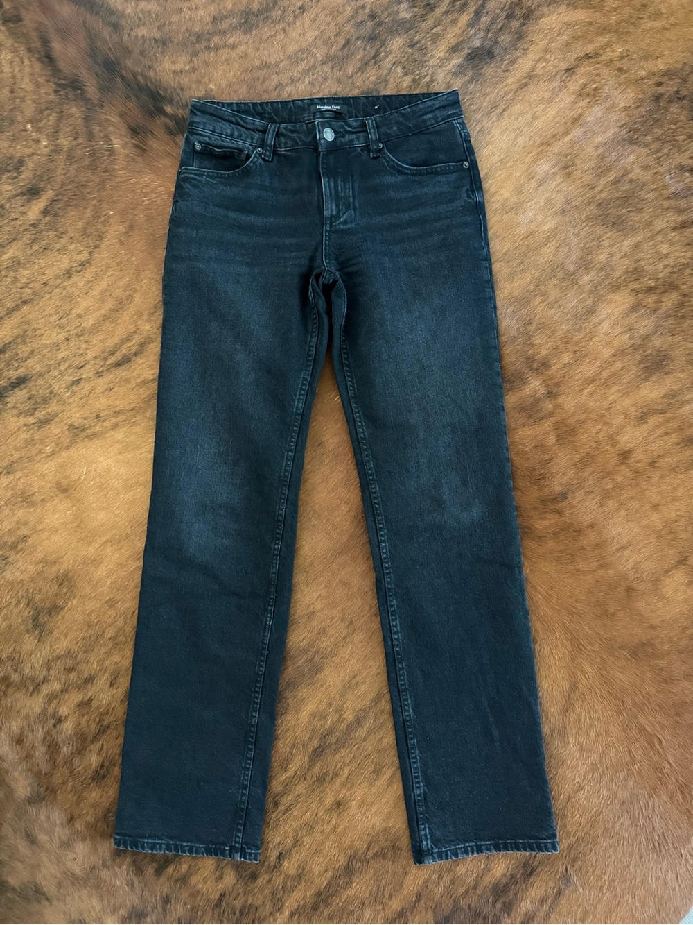 Massimo Dutti Women's Black Straight-Leg Jeans